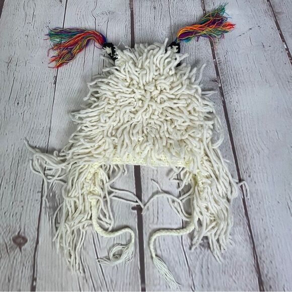 Fun alpaca llama animal knit novelty costume ski hat with ear flaps, OS - Picture 2 of 10